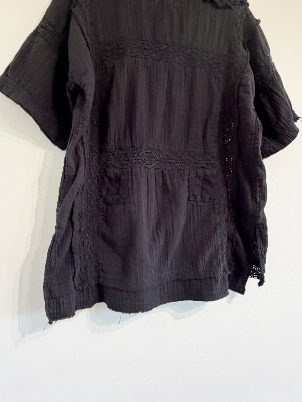 Free People Rustic Romance Top black crochet bohemian top tunic - Picture 8 of 12